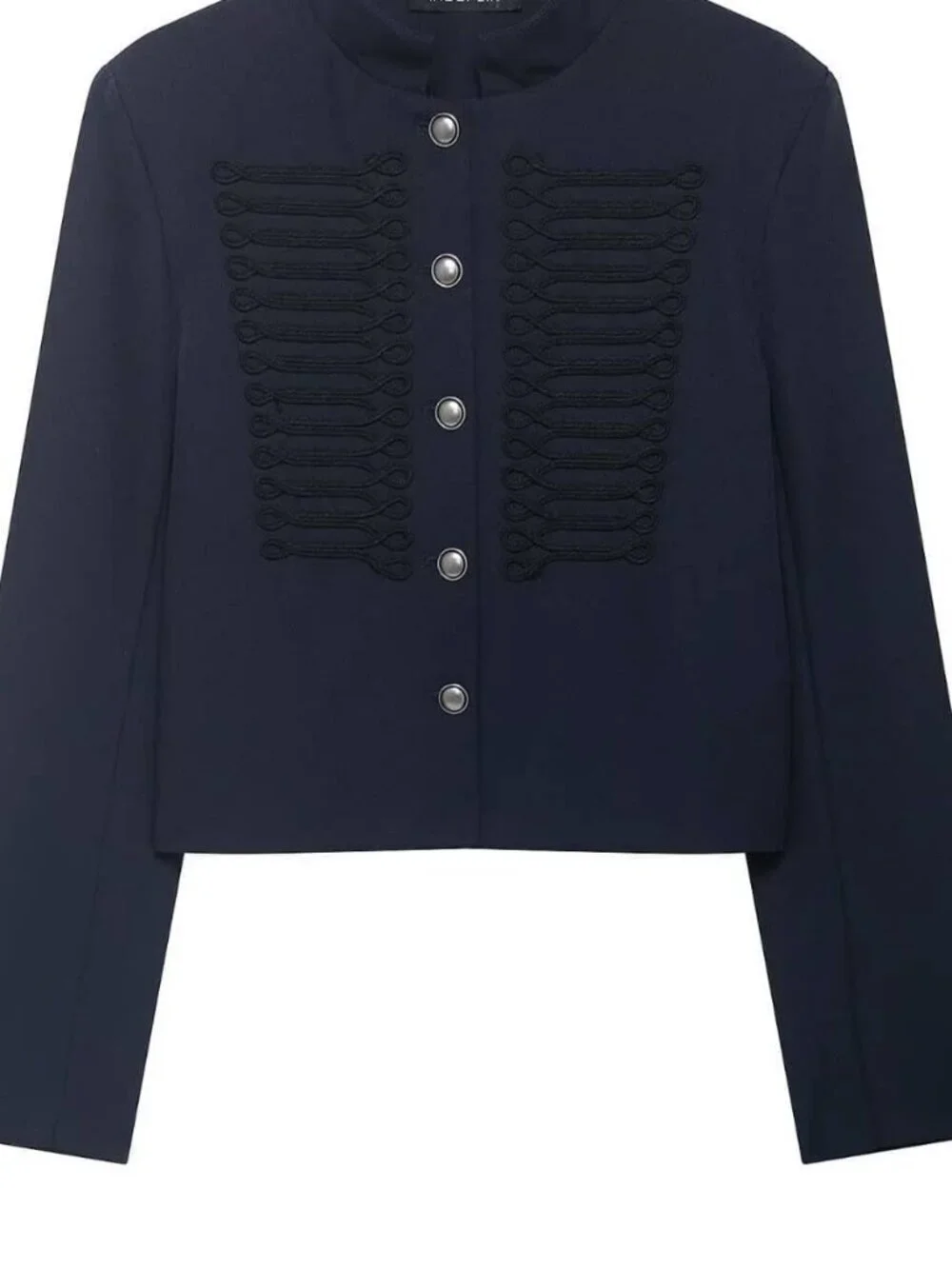 Navy Blue Casual Women's Versatile Button-Decor Single-Breasted Short Jacket